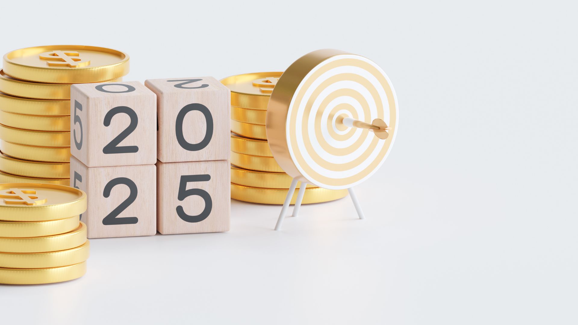 Bullseye target with money coins for 2025 market insights