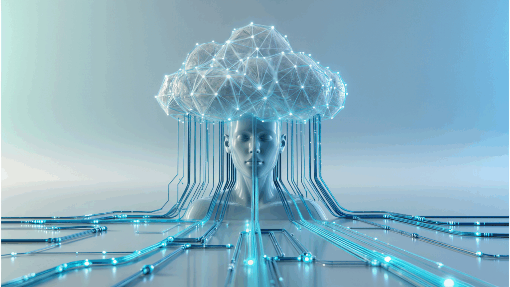 Image of advanced computer with human face