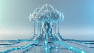 Image of advanced computer with human face