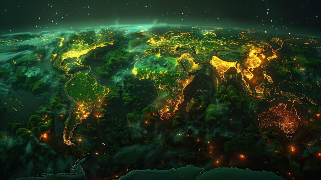 Map of the world depicting geopolitical uncertainty